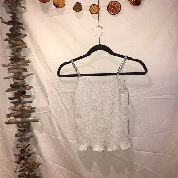 Silver tank top with chain straps - Picture 2 of 2